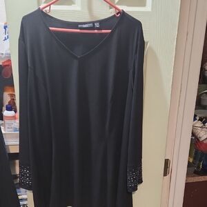 Black Long Sleeve Dress with Embellished Cuffs